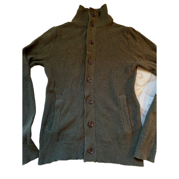 Goodfellow & Co Cardigan Womens Size Small Green Button Front Mock Neck Sweater - Picture 7 of 16